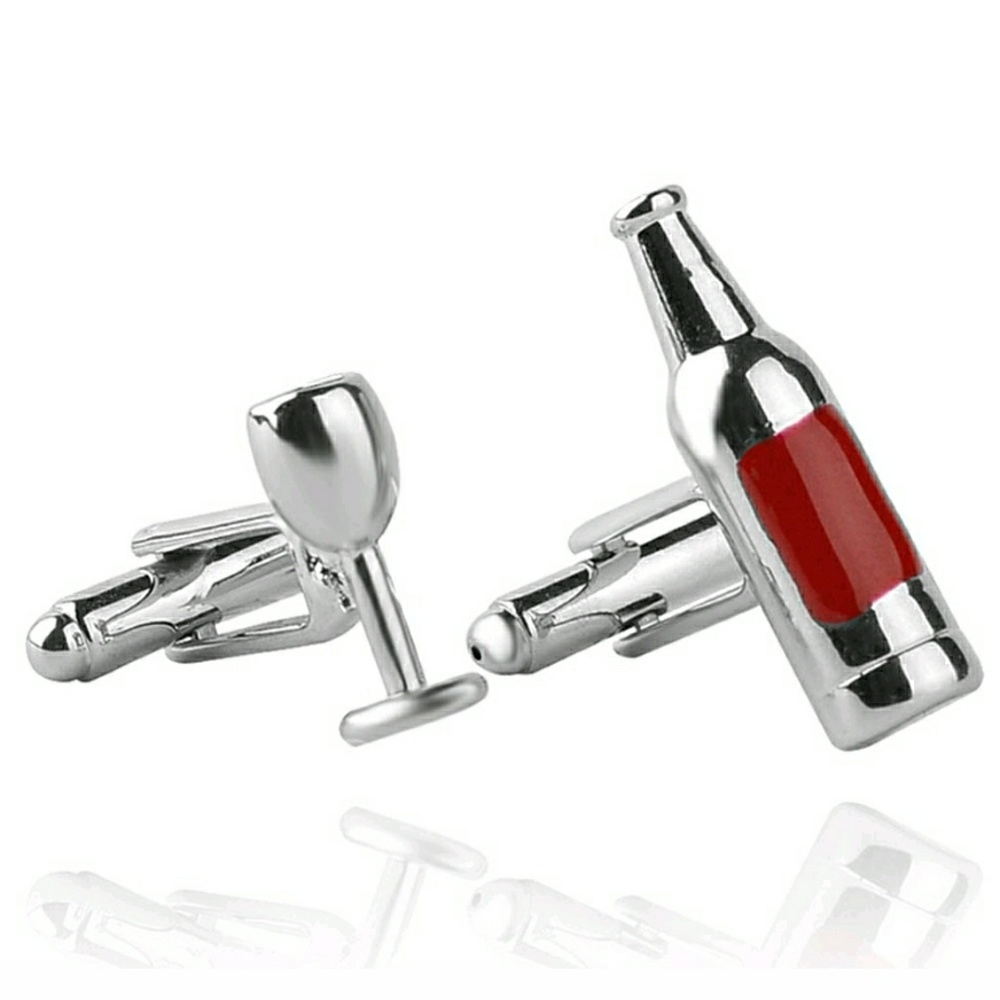 Sale💕Wine glass and wine botttle cufflinks!!